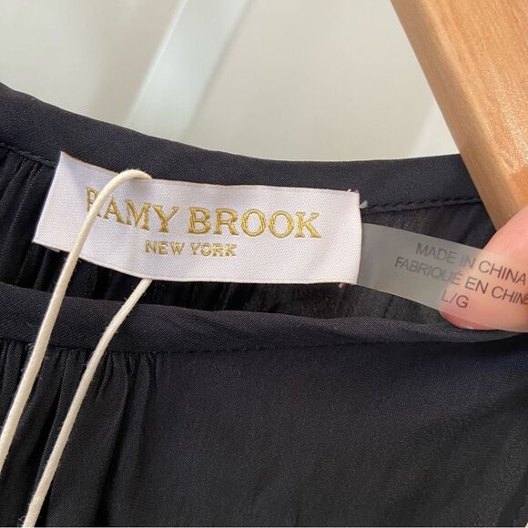 NWT Ramy Brook Audrey Sleeveless Halter Drop Waist Midi Dress Black size Large - Picture 6 of 12